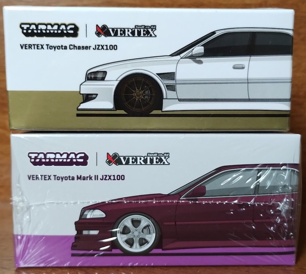☆即決送料無料☆Tarmac Works 1/64 VERTEX Toyota Chaser JZX100 White Metallic&VERTEX Toyota Mark II JZX100 Purple Metallic セット