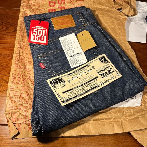【インド限定501】Levi’s 150周年 レディース 501ヒンディー語モデル W28 L28 501本 デッド 赤ミミ リーバイス 言語 レア 希少 28インチ