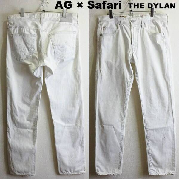 即決★ 送料無★ 限定★ AG×Safari THE DYLAN W86cm スリムスキニー ストレッチ ホワイト USA製 Sz.32 H784