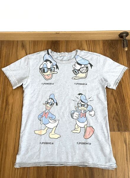 ☆DOLCE & GABBANA×Disney☆ドルチェ&ガッバーナ☆ドナルド半袖Tシャツ切りっぱなし加工kid's男の子女の子共用「120-130」made in ITALY