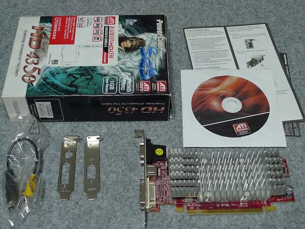 PowerColor ATi RADEON HD 4350 ロープロ対応 S端子付 ファンレスビデオカード DVI/VGA/TV-out AX4350 512MD2-S