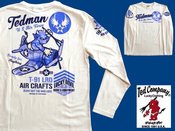 テッドマン/TEDMAN/XLサイズ/長袖Tシャツ/TDLS-362/ホワイト/エフ商会/新品/送料無料/アメカジ/バイカー/ミリタリー/迷彩
