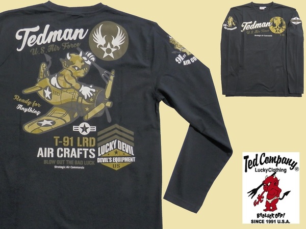 テッドマン/TEDMAN/XLサイズ/長袖Tシャツ/TDLS-362/ブラック/エフ商会/新品/送料無料/アメカジ/バイカー/ミリタリー/迷彩