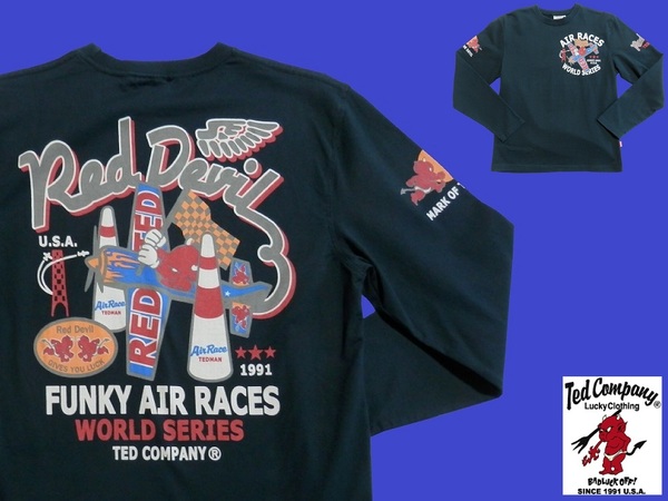 テッドマン/TEDMAN/Mサイズ/長袖Tシャツ/TDLS-289/ブラック/エフ商会/新品/送料無料/アメカジ/エアレース /ロンT