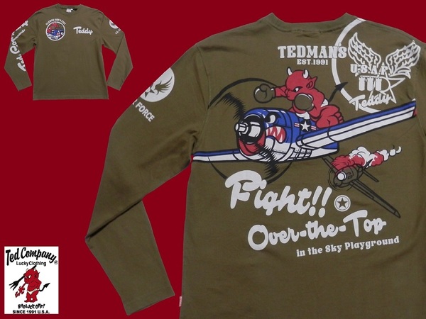 テッドマン/TEDMAN/Mサイズ/長袖Tシャツ/TDLS-326/カーキ/エフ商会/新品/送料無料/アメカジ/ミリタリー