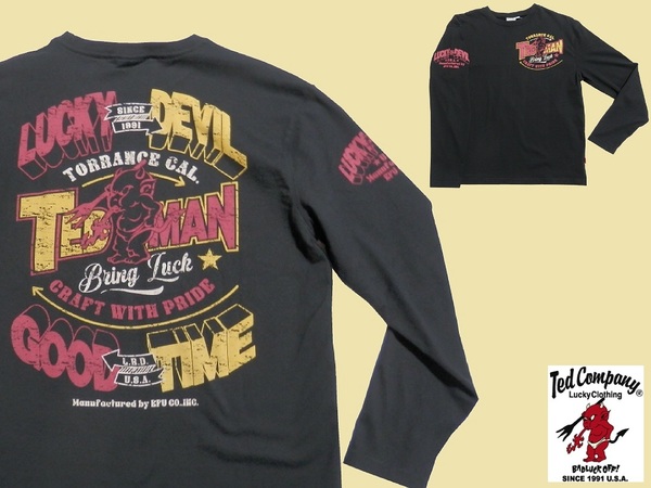 テッドマン/TEDMAN/Lサイズ/長袖Tシャツ/TDLS-332/ブラック/エフ商会/新品/送料無料/アメカジ/テッドカンパニー