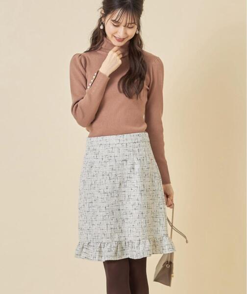 良品【M】tocco closet 裾フリル付きツイードスカート