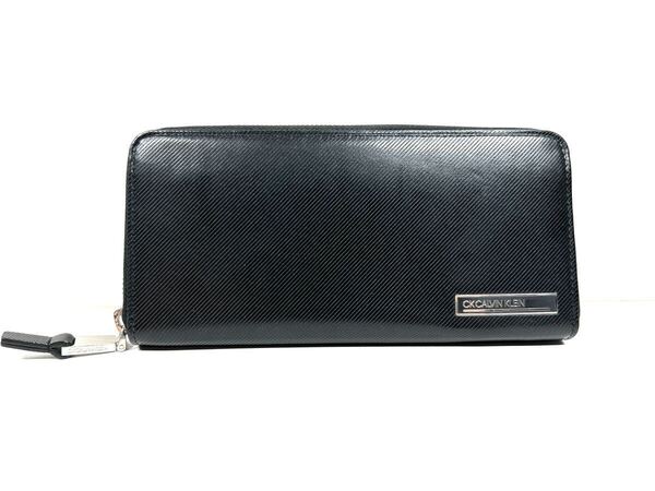 Calvin Klein カルバンクライン 長財布 ブラック レザーラウンドファスナー ウォレット