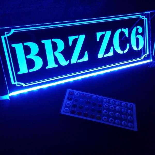 BRZ ZC6 フルカラーLED アクリルプレート スバル SUBARU 内装 カスタム パーツ ライト 電源付き シガーソケット USB