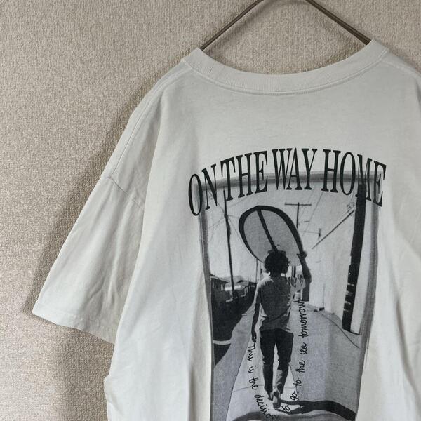 パープル&イエロー tシャツ フォト画 半袖 Sメンズ 白 ワンサイズ上 N3