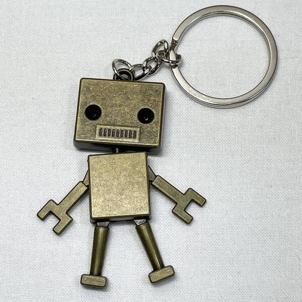 【キーホルダー】バッグチャーム ブリキ ロボット アンティークゴールド レトロ タイプC