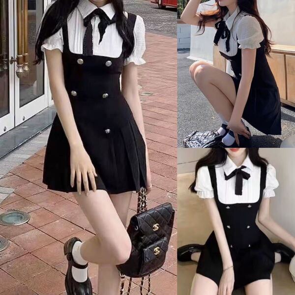 ワンピース ミニスカート ミニワンピース コスプレ スカート リボン ドレス ミニワンピ 黒 白 セクシー フリル かわいい M