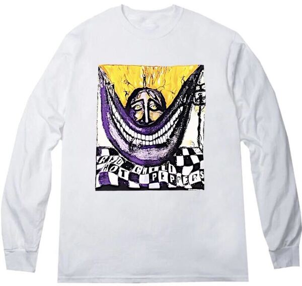 送料込みレッドホットチリペッパー レッチリ ロンT 長袖 ロングスリーブ Tシャツ 白XLサイズ90年代 バンド ロック プリント 厚め ゆったり