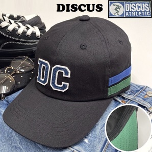 DISCUS ブラック キャップ アウトドア キャンプ ゴルフ 野球帽子 バイク トラック スポーツ ネイビーホワイトワッペン ディスカス