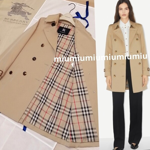 本物上質● バーバリー バーバリーロンドン BURBERRY LONDON トレンチコート ノバチェック ベージュミドル丈 36サイズ