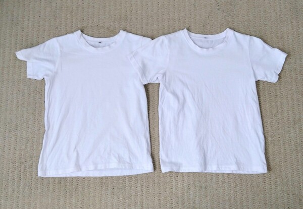130サイズ 白Tシャツ 2枚まとめ 中古 半袖 ホワイト