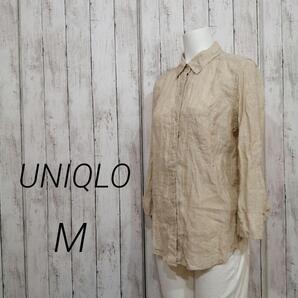 UNIQLO ユニクロ レディース プレミアム リネン シャツ 七分袖 M 39