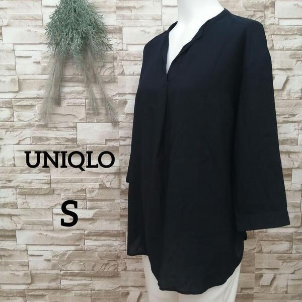 UNIQLO レディース レーヨン エアリースキッパーカラー ブラウス 七分袖