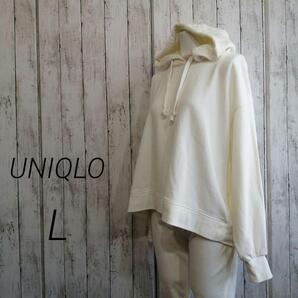 UNIQLO レディース スウェット クロップド プルパーカー 長袖+ L 13