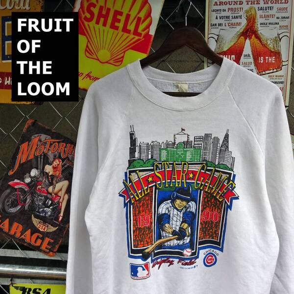 Fruit of the Loom フルーツ オブ ザ ルーム スウェット Lサイズ 相当 USA製 MLB オールスター シカゴ カブス ホワイト baseball 10316