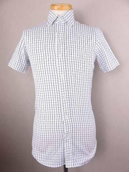 【送料無料】グリーンレーベルリラクシング UNITED ARROWS 半袖シャツ ボタンダウン スリムフィット 白 青 S
