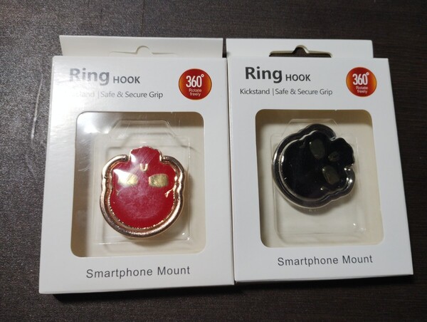 honestry スマホリング がいこつ ペア レッド ブラック