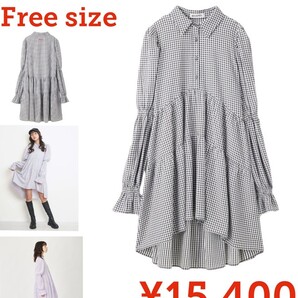 【新品】 MILKFED.ミルクフェド●ギンガムチェックティアードドレス●レディース103241041001●ブラック●フリー●15400円●楽天以下特価