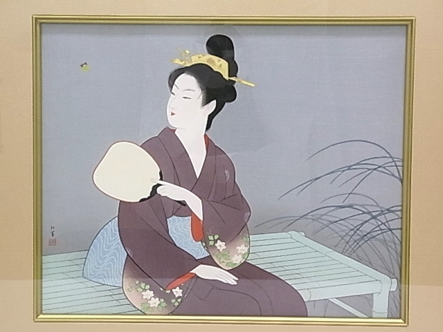 額付】【真作】【額装品】上村松園『若葉』復刻版画