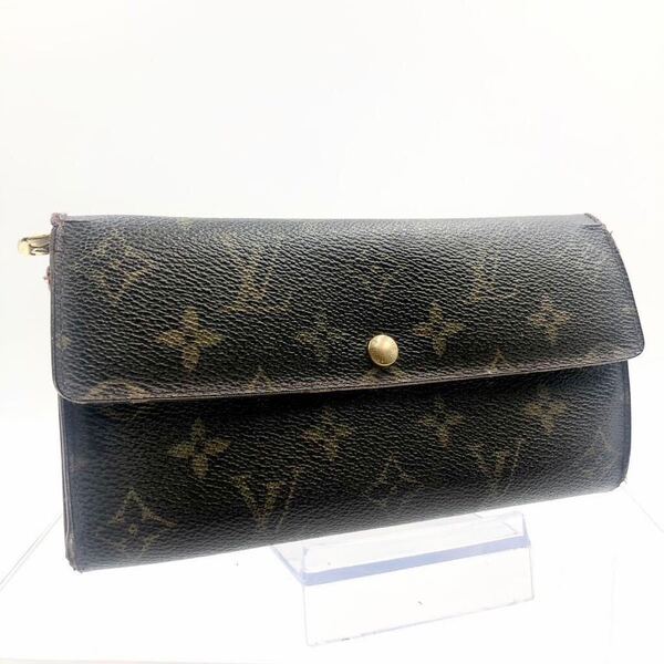 LOUIS VUITTON ルイヴィトン モノグラム ポルトフォイユ サラ 長財布 PVC×レザー ブラウン フランス製 刻印あり