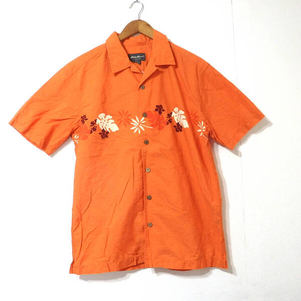 【送料無料】エディバウアーアロハシャツ/Sサイズ オレンジ コットン素材 Eddie Bauer