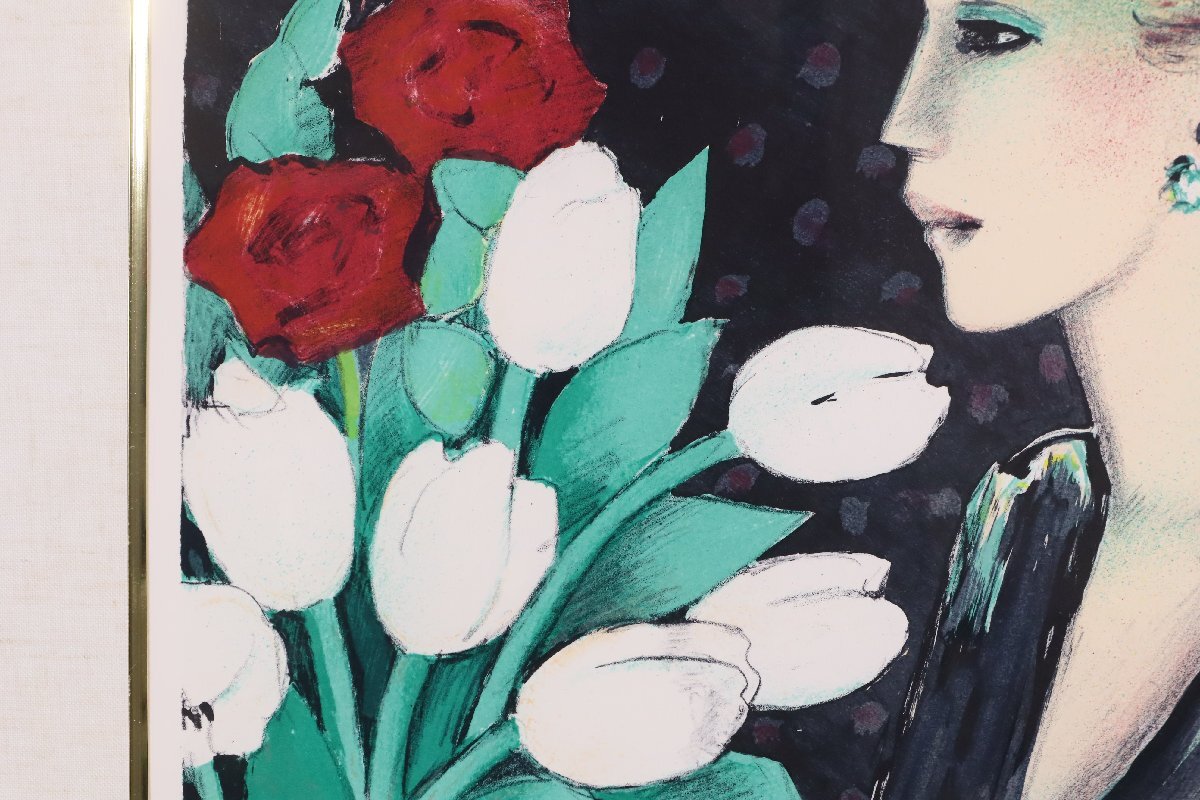 【真作】【直筆サイン】J・P・カシニョール「チューリップとプロフィール」【美品】 真作】【直筆サイン】J・P・カシニョール「チューリップと