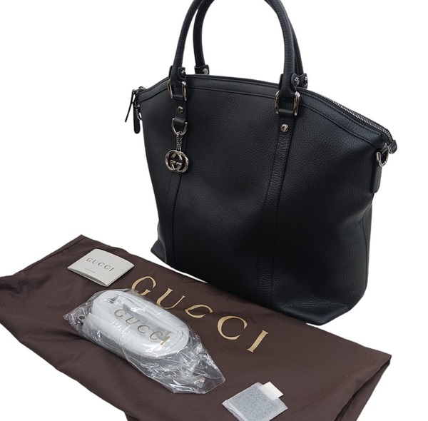 美品 GUCCI グッチ 2way ハンドバッグ トートバッグ ショルダーバッグ ストラップ未使用 ブラック 339551 002123