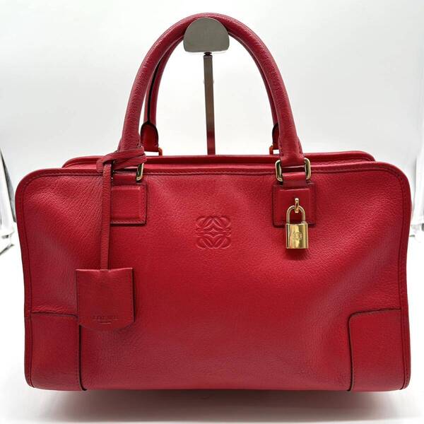 極美品 LOEWE ロエベ アマソナ36 ハンドバッグ ボストンバッグ レザー アナグラム ゴールド金具 ロゴ 自立 レディース かばん