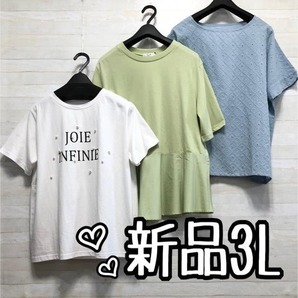 新品☆3L♪フェミニントップス3枚セット♪総額1万円相当☆f263