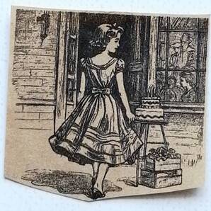 590 街並み 女性 ドレス 誕生日ケーキ はんこ ハンコ ヴィンテージ アンティーク スタンプ ゴム印 ラバースタンプ バースデーカード 誕生日