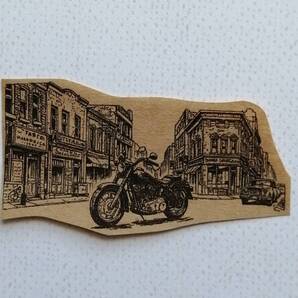 602 オートバイ 街並み はんこ ハンコ ヴィンテージ アンティーク スタンプ ゴム印 ラバースタンプ レトロ 風景 背景 バイク ツーリング
