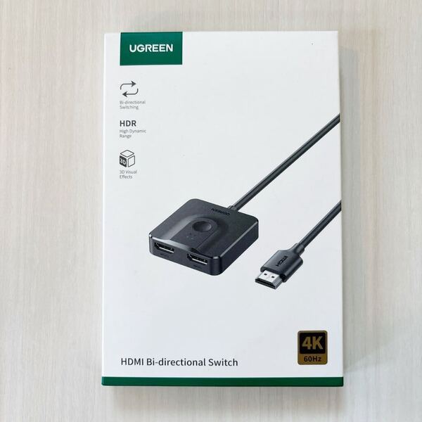 UGREEN HDMI 切替器 2入力1出力 双方向 4K 60Hz HDCP 2.2/HDMI 2.0 【ケーブル一体型】 電源不要 PC Xbox PS4 Fire TV Stick Apple TV対応