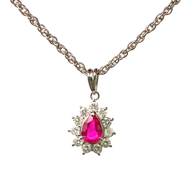 20909 ルビー 0.59ct ダイヤモンド ネックレス ペンダントトップ プラチナ 40cm 6.6g
