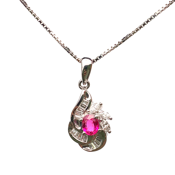 20914 ピンクサファイヤ 0.31ct ダイヤモンド ネックレス ペンダントトップ プラチナ 45cm 6g ソーティング