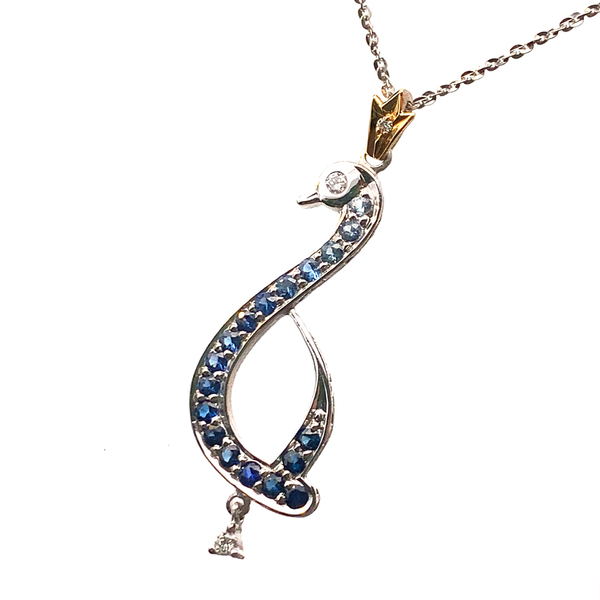 21584 サファイア 0.72ct ダイヤモンド ネックレス ペンダントトップ K18 イエローゴールド ホワイトゴールド 45cm 6.4g デザイン