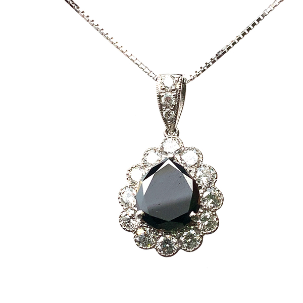 20903 ブラックダイヤ 1.62ct ダイヤモンド ネックレス ペンダントトップ K18WG ホワイトゴールド 45cm 4.7g