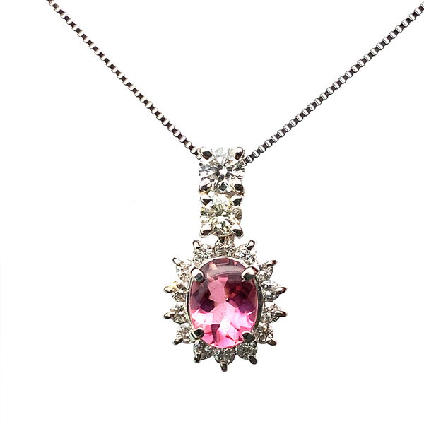 20911 ピンクトルマリン 1.35ct ダイヤモンド ネックレス ペンダントトップ プラチナ 45cm 5.3g