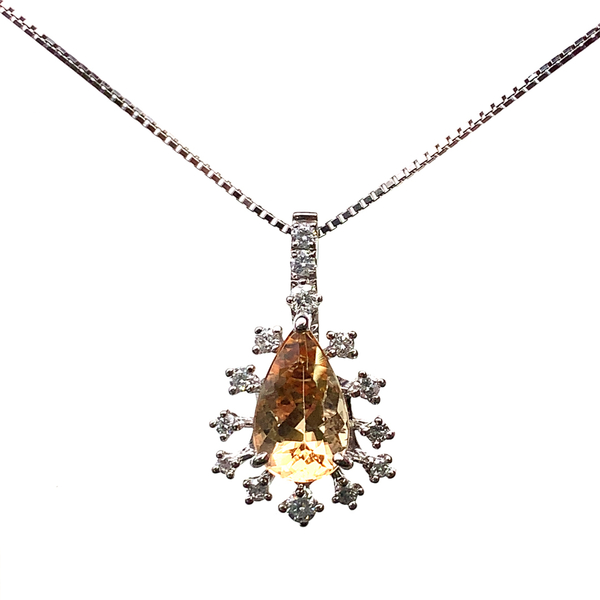21631 インペリアルトパーズ 1.67ct ダイヤモンド ネックレス ペンダントトップ プラチナ 45cm 5g