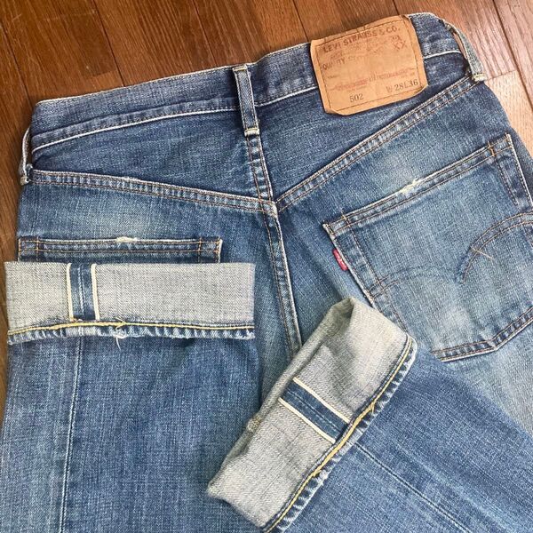 A02 LEVI'S 502XX W28 復刻 BigE 赤耳 チェーンステッチ J22