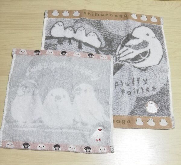 文鳥 しまえなが ハンドタオル ハンカチタオル ハンドタオル 刺繍 タオルハンカチ シマエナガ