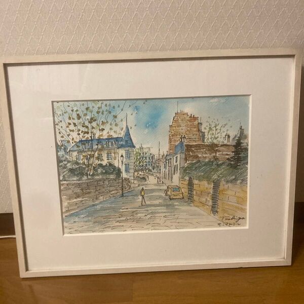 絵画 水彩モンマルトルの風景 土屋 茂 画伯作