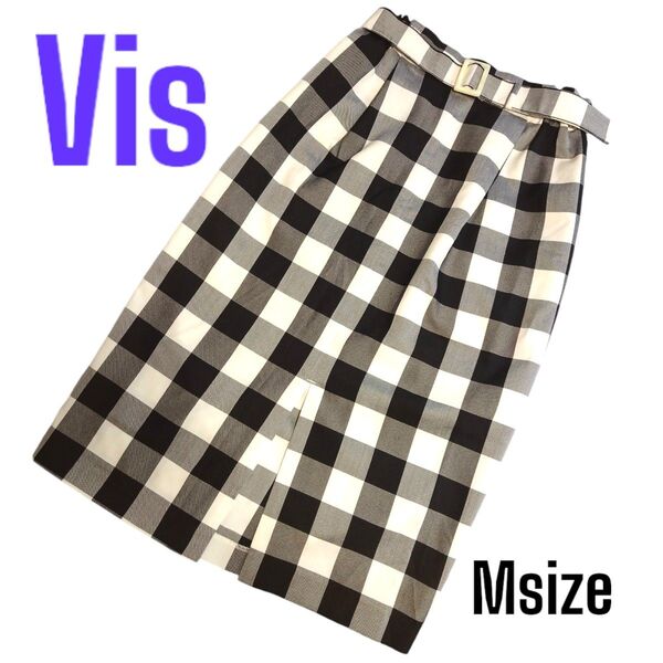 ViS タイト スカート ブロック チェック