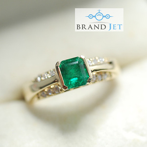  Tasaki Shinju /K18YG emerald diamond ring / ring /E0.76ct/D0.23ct 10 number / new goods has been finished (7610)