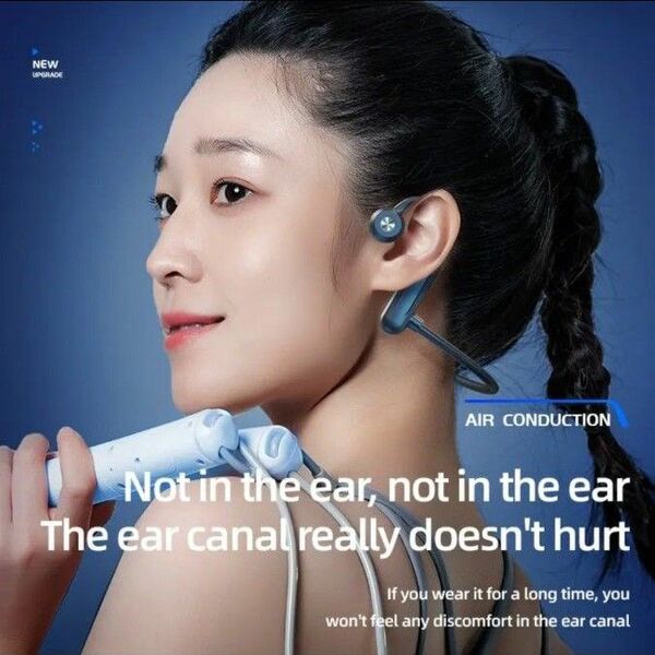 Bluetoothイヤホンヘッド フォン、5.3骨伝導オープンイヤー大容量バッテリ ーステレオ防水イヤフォン