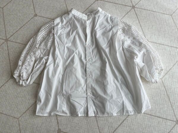 GRL レーススリーブブラウス 白 シャツ ホワイト レース